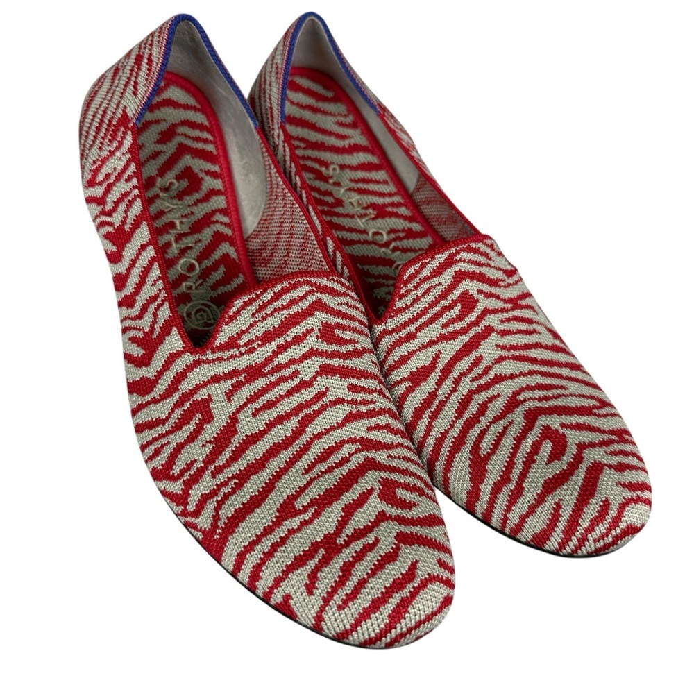 Rothys Red Zebra Striped Knit Washable Flats